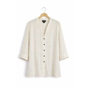 Maggie Barnes 3X White Striped Blouse Button Front Plus Size 26/28W